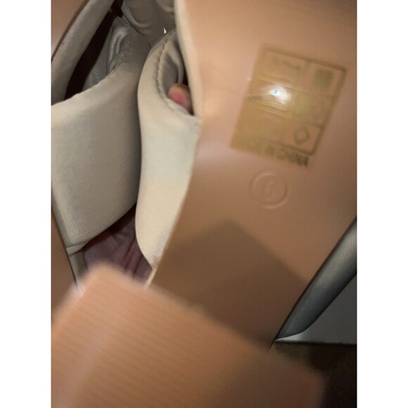 Pretty Little Thing Mules Womens Sz 7 Square Toe Block Heel Beige chunky Y2K - Picture 6 of 9